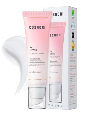 COSNORI W. Dress Tone-up Cream -Quick Skin Tone Balancer – Evens Out Complexion - No Makeup Natural Look - Long-Lasting Hydrating & Sebum Control Face and Body – Vegan, No Animal Tested – 1.7 fl. oz.