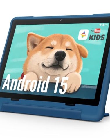 UEMXDOX Kids Tablet, 2025 Android 15 Tablet for Kids Age 3+, 8GB+64GB, Expandable to 512GB, 10" Touch Screen with Case, WiFi 6, BT5, Pre-Installed Parental Controls, Kids Space, Family Link (Blue)