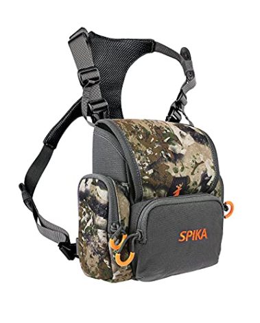 SPIKA Binocular Harness Chest Pack, Camo Bino Case with Rangefinder Waterproof Pouch for Hunting