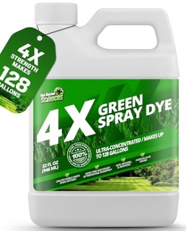 32oz 4X Green Spray Dye - Makes 128 Gallons of Concentrated Spray Pattern Indicator Dye, Ideal Fertilizer Marking, Lawn Turf Mark and Marker, Mark Where You've Sprayed with Green Color Indicator