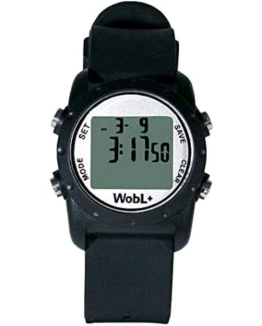 WobL+ World's Smallest & Best Waterproof Vibrating 9 Alarms + Countdown Timer Wristwatch (Black) Sports/Medicine/Meeting/Potty Reminders