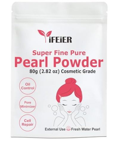 iFEiER Pure Freshwater Pearl Powder for Skincare and Homemade Cosmetics Grade. 80g(2.82oz) SuperFine Pearl Powder for DIY lotions | creams | serums | making face mask, Natural and Oranic