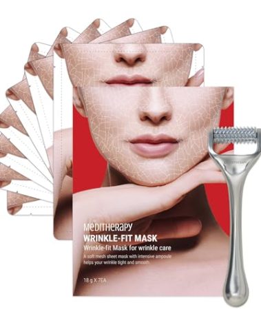 MEDITHERAPY Wrinkle-fit Mask + Facial Roller, Collagen Mask, Lifting Sagging Skin, Hydrating, Improving Elasticity, Glass Skin, Korean Skincare