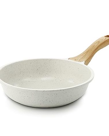 SENSARTE Nonstick Ceramic Frying Pan Skillet, 8-Inch Omelet Pan, Healthy Non Toxic Chef Pan, Induction Compatible Egg Pan with Heat Resistant Handle, PFAS-Free, White