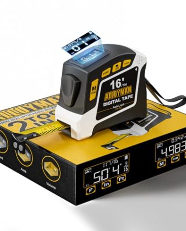 Alloyman 2-in-1 Digital Tape Measure, 16Ft Length, 6 Unit Options, 4 Measuring Modes, Stores 50 Records, Auto Lock with Magnetic Hook, Waterproof & Drop-Resistant