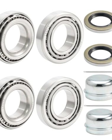 FUSHIBEARING 2 Set Fits for 1-1/16'' Axles Trailer Wheel Hub Bearings Kit, L44649/L44610,1.0625" ID, 1.9800" OD, 0.560" Width，12192TB Seal OD 1.980'',Dust Cover and Cotter Pin.