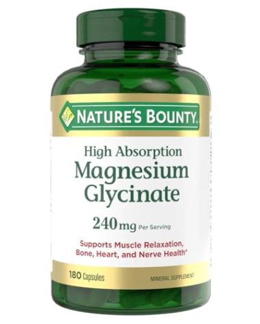Natures Bounty Magnesium Glycinate Large Bottle / 180 Capsules 240 mg