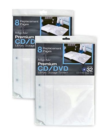 Bellagio-Italia Page Protector Insert Sheet for DVD Binder - Store Cover Art, Photos, Scrapbook, Documents (fits only Bellagio-Italia Binders), Pack of 2, 16 Sheets
