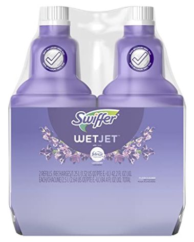 Swiffer WetJet Multi-Purpose Floor Cleaner Solution with Febreze Refill, Hardwood Floor Cleaner, Lavender Scent, 1.25 Liter -42.2 Fl Oz (Pack of 2)