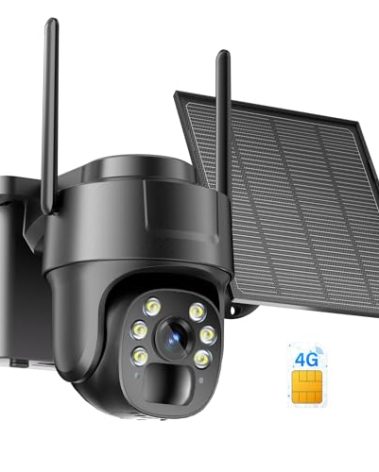 KKB 4G LTE Cellular Security Camera, No WiFi Security Camera Outdoor Built-in SIM Card Unlimited Data Plan, Solar Powered, 2K Wireless Cam Color Night Vision, PIR Motion Sensor, 355° View, 2 Way Talk