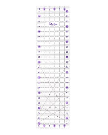 The Quilted Bear Quilting Rulers - Transparent Acrylic Non Slip Quilting, Patchwork & Sewing Ruler with Clear Black Lines & 30, 45 & 60 Degree Angles (6.5" x 24")