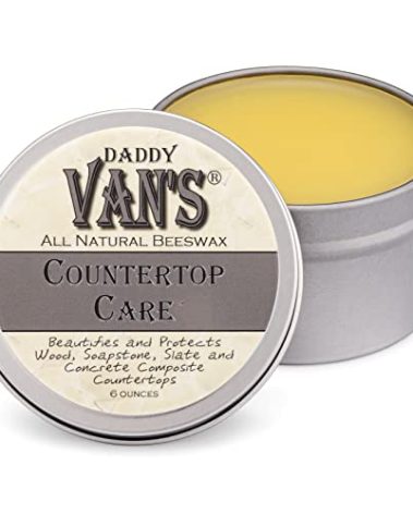 Daddy Van's® All Natural Beeswax Countertop Care for Soapstone, Slate, Concrete Composite and Butcher Block Counter Tops - Food Safe, Chemical-Free and Non-Toxic - 6 Oz. Tin