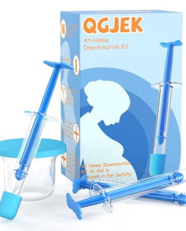 QGJEK at Home Insemination Kit, Sterile Designed Comfort Minimal Waste Artificial Insemination Kit for Women, 3 Applicators + Collection Cup