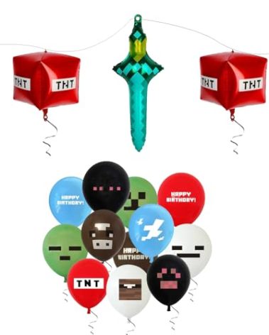 21Pcs Pixel Happy Birthday Decorations Party Favor Balloons，Pixel Video Game Theme Balloons Supplies