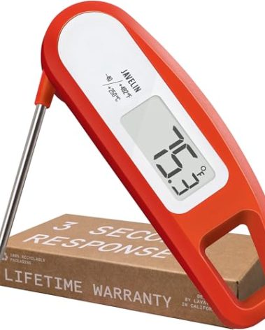 Lavatools Javelin® Ultra-Fast 2-Second Digital Instant Read Meat Thermometer for Grill and Cooking, 2.75" Probe, Compact Foldable Design, Large Display, IP65 Water Resistant, NSF Certified – Sambal