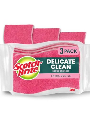 Scotch-Brite Gentle Clean Delicate Scrub Sponges, For Washing Dishes and Cleaning Kitchen, 3 Scrub Sponges