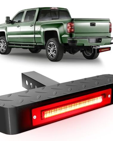 VKU Hitch Step for 2” Receiver with Light 108 LED Brake Lighting(6 Mode) Steel Construction Powder Matte Coated Towing for Trucks Chevy Ford Toyota GMC Dodge RAM Jeep ATVs SUVs Vans 450lbs Max Load