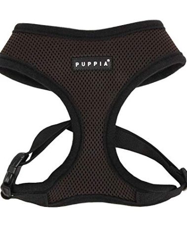 Puppia Soft Dog Harness No Choke Over-The-Head Triple Layered Breathable Mesh Adjustable Chest Belt and Quick-Release Buckle, Brown, Large