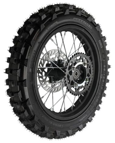14" Rear Wheel Rim Tire Assembly For Dirt Pit Bike Trail 90/100-14 Rear Wheel Rim Tire Fits 125/140/150/160cc Pit Dirt Bike KLX65 Apollo Kayo TT SSR 125 140 Includes Brake Rotor and Sprocket (14 inch)