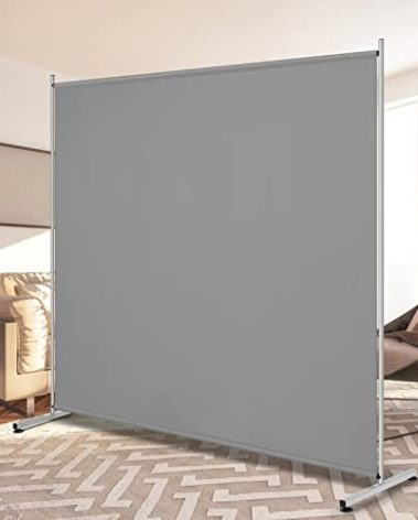 RANTILA Single Large Panel Room Divider, Privacy Screen for Office, Partition Separators, Freestanding Divider 71''W x 69.5''H, Grey