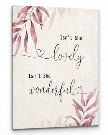 PHAMTE Isn' t She Lovely Nursery Wall Art, Baby Girl Sign, Baby Girl Nursery Decor, Boho Nursery Girls Room Decorations Poster Print Framed Canvas Artwork For Home Baby Girl Nursery Decor(11x14 Inch)