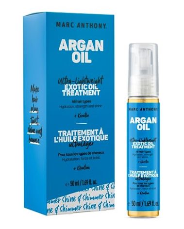 Marc Anthony Exotic Argan Oil Treatment with Keratin - Ultra-Lightweight Hair Oil Treatment Hydrates & Strengthens for Shiny, Healthy-Looking Hair for All Hair Types - Sulfate & Paraben Free