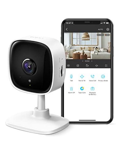 TP-Link Tapo 2K Indoor Security Camera for Baby Monitor, Dog Camera w/Motion Detection, 2-Way Audio Siren, Night Vision, Cloud & SD Card Storage(Up to 256 GB), Works w/Alexa & Google Home(Tapo C110)