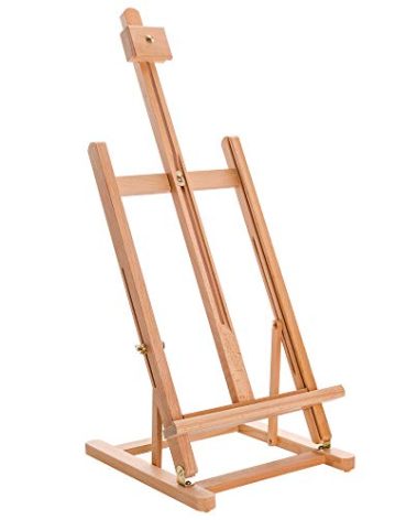 U.S. Art Supply 38" High Wooden H-Frame Studio Tabletop Easel for Painting - Adjustable Artist Table Top Easel, Holds Up to 22" Canvas - Small Portable Display Easel, Paint Canvas Stand