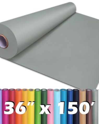 PerkHomy Light Grey Kraft Paper Roll 36" x 1,800" (150') for Gift Wrapping Bouquet Flower Art Painting Craft Writing Packaging Shipping 80GSM 55LB (Light Grey, 36" x 150')