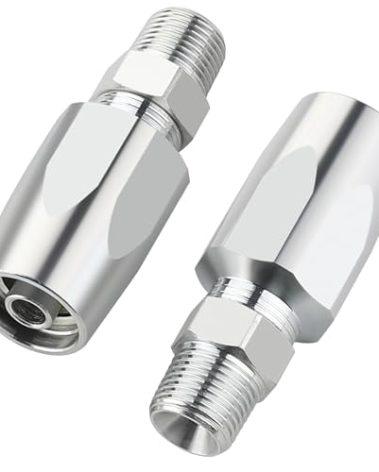 ANCIMOON 2PCS 3/8'' Reusable Hydraulic Fittings, Size #6 Single Wire Hydraulic Hose Repair Kit