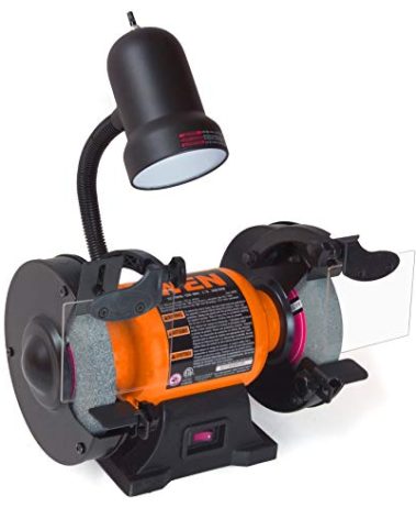 WEN BG4276 2.1-Amp 6-Inch Single Speed Bench Grinder with Flexible Work Light, Black,orange