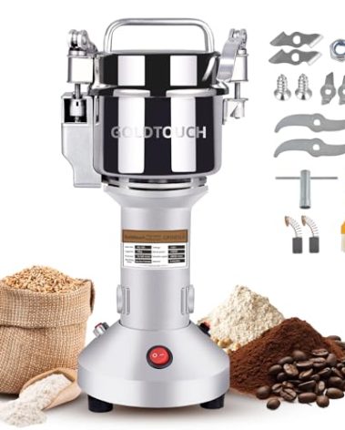 Goldtouch 150g High Speed Electric Grain Mill Grinder, 1500W 110V Stainless Steel Flour Mill Makes Gluten Free Flours, Grain Mill for Home and Commercial Use
