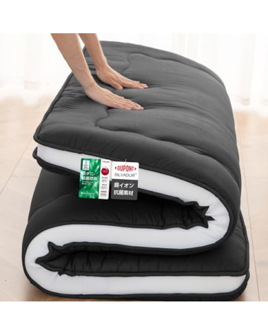 Auemtyn Japanese Floor Mattress, 4" Japanese Futon Mattress, Foldable & Portable Shiki Futon (shikibuton), Roll Up Thicken Sleeping Tatami Mat Sleeping Pad for Camping (Black, 39 x 80)