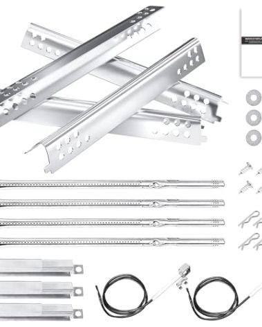 Hisencn Grill Replacement Parts for Charbroil Advantage Series 4 Burner 463344116, 466344116 Gas Grill, 14 3/8" Grill Burners Tube,15 1/2" Heat Plate Tent Shield,Adjustable Carryover Tube,G361-0003-W1
