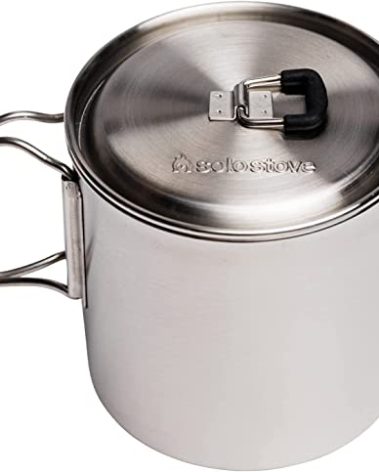 Solo Stove Solo Pot 900 - Lightweight Stainless Steel Backpacking Pot | Boil Water Quickly | Volume Markings and Pour Spout