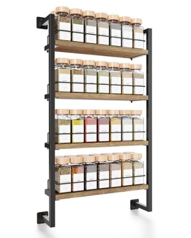 ZICOTO Space Saving Spice Rack Organizer Shelf for Wall Mount - Easy To Install Modern Hanging Racks For up to 56 Jars - Perfect Seasoning Organizer For Your Kitchen