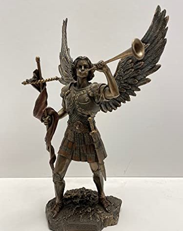 13 Inch Archangel - Saint Gabriel with Horn Cold Cast Bronze Figurine