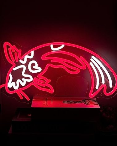 Koi Fish Neon Sign for Wall Decor Koi Carp Neon Lights Japanese Fish Led Neon Red White Neon Signs Lucky Sign 16.7”x9.3” for Bedroom Office Living Room Decoration