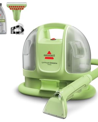 Bissell Little Green Mini Portable Carpet and Upholstery Deep Cleaner, Car/Auto Detailer, with HydroRinse Self-Cleaning Tool and 4" Tough Stain Tool, Tea Green, 4075