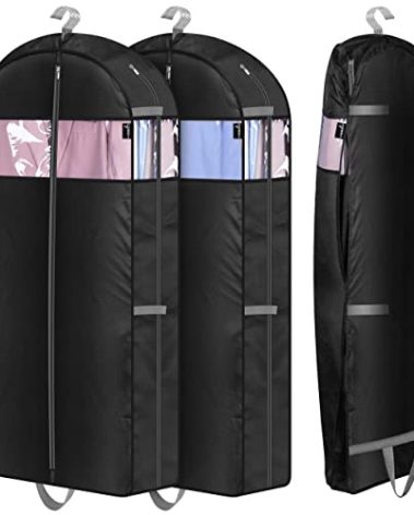 MISSLO 10" Gusseted Garment Bags for Hanging Clothes Compression 43" Suit Bags for Closet Storage Space Saver Clothes Bags for Travel Suit Cover Bags, 3 Packs