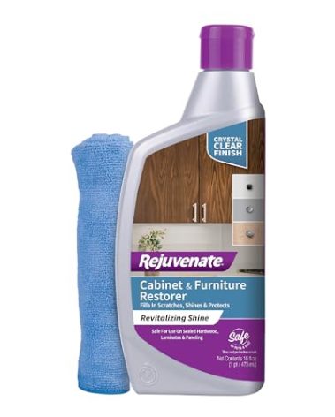 Rejuvenate Cabinet And Furniture Restorer Fills In Scratches, Shines And Protects Indoor Cabinets And Furniture, 16 Ounces