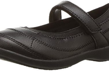 Hush Puppies unisex child Reese Mary Jane Flat, Black, 4 Big Kid US