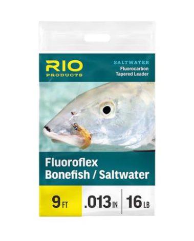 RIO Products Fluoroflex Bonefish Saltwater Leader, 100% Fluorocarbon Leader for Saltwater Fly Fishing, Abrasion Resistant, Pre-Tied Loop, 16lb (8kg)
