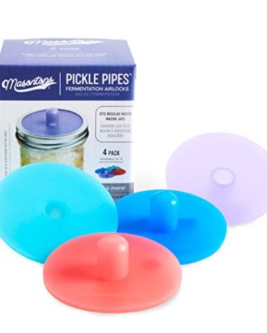 Masontops Pickle Pipes - Airlock Fermentation Lids - Fermentation Kit for Small Mouth Mason Jar Sauerkraut & Pickle Kit Fermentation Jar not Included