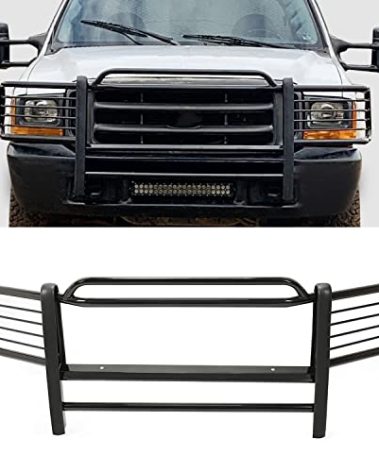 HECASA Brush Guard Compatible with 1999-2007 Ford F250 F350 F450 F550 Super Duty 2000-2006 Ford Excursion Bull Bar Front Bumper Grill Grille Guard Protector Brush Push Bar Black Steel Power Coated