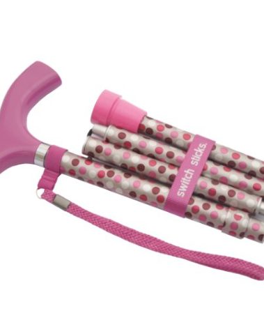Switch Sticks Walking Cane for Men or Women, Foldable and Adjustable from 32-37 Inches, FSA and HSA Eligible, Hot Pink