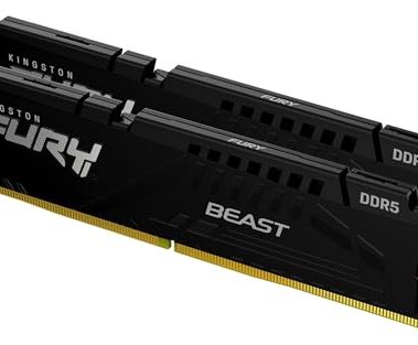 Kingston Fury Beast Black 32GB (2x16GB) 6000MT/s DDR5 CL30 Desktop Memory | AMD Expo | Kit of 2 | KF560C30BBEK2-32