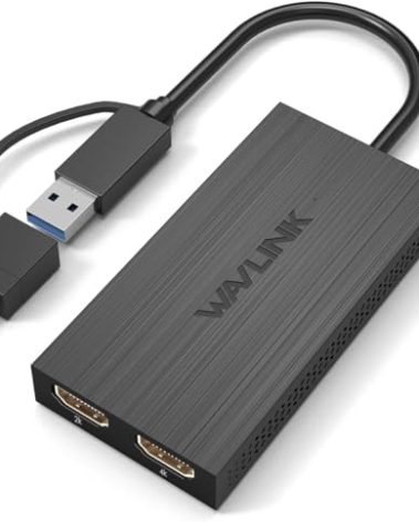 WAVLINK HDMI Splitter Extended Display for Dual Monitor, USB A or USB-C to Dual HDMI Adapter, Multi-Monitor Display 3 Separate Screens for Windows and macOS,4K30Hz,1080p@60Hz