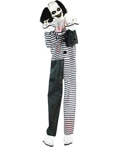 Haunted Hill Farm Scary Animatronic Talking Clown with Touch Activated Lights and Sounds, Indoor or Covered Outdoor Halloween Decorations for Home or Haunted House, Battery Operated Halloween Props
