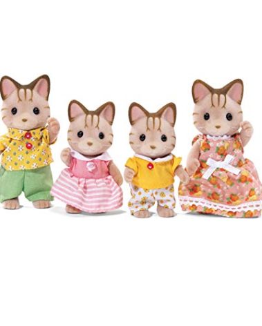 Calico Critters, Sandy Cat Family, Dolls, Dollhouse Figures, Collectible Toys, Premium, 3 inches